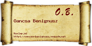 Oancsa Benignusz névjegykártya